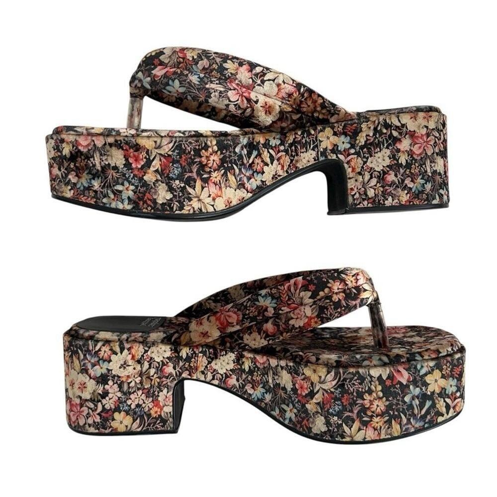 Jeffrey Campbell Luau Floral Velvet Platform Sandals 8.5 - Picture 4 of 8